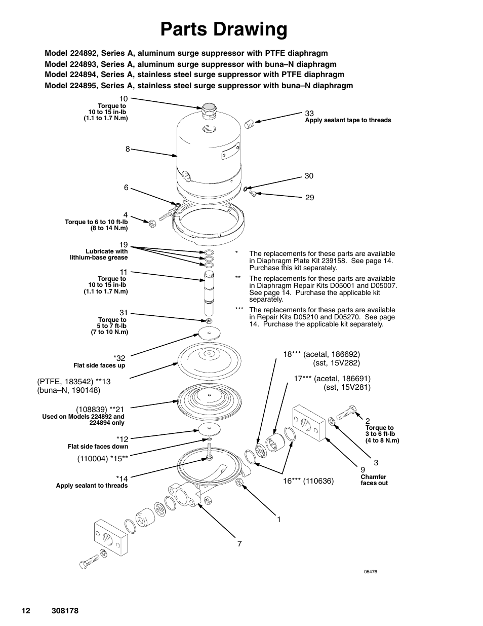 Parts drawing | Graco Inc. 308178 User Manual | Page 12 / 20