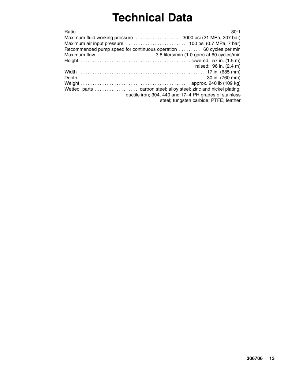 Technical data | Graco Inc. Series C User Manual | Page 13 / 14