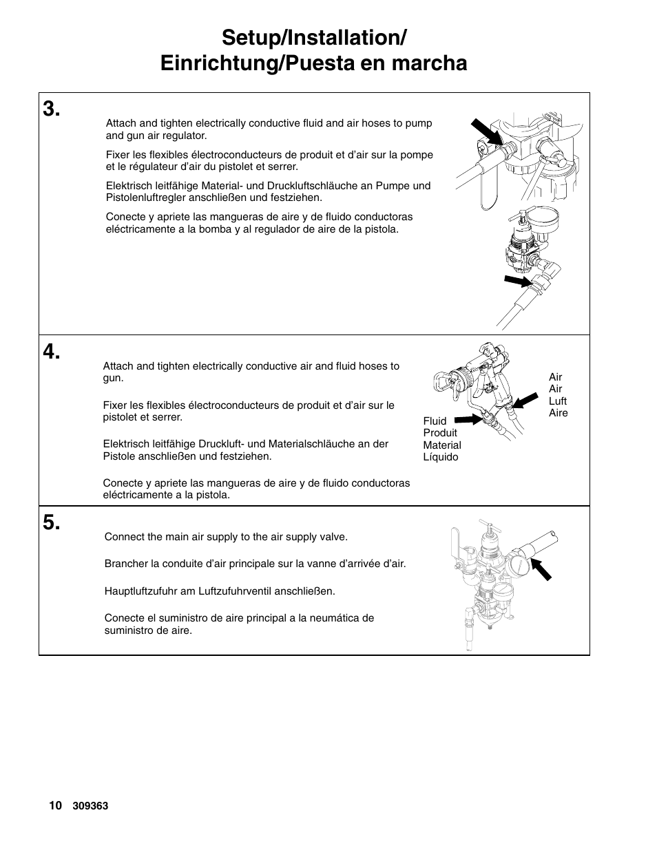 Setup/installation/ einrichtung/puesta en marcha 3 | Graco Inc. Xtreme 309363E User Manual | Page 10 / 28