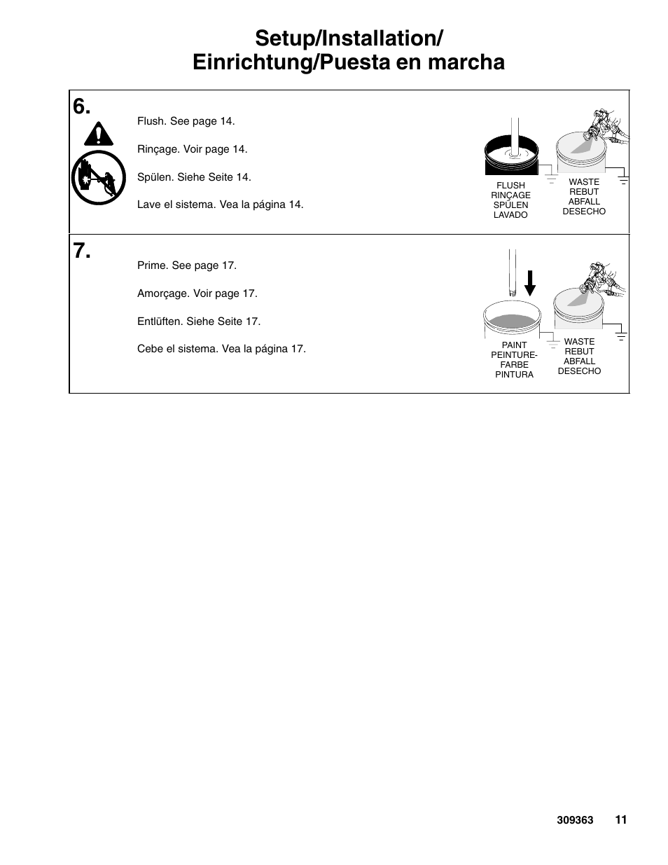 Setup/installation/ einrichtung/puesta en marcha 6 | Graco Inc. Xtreme 309363E User Manual | Page 11 / 28
