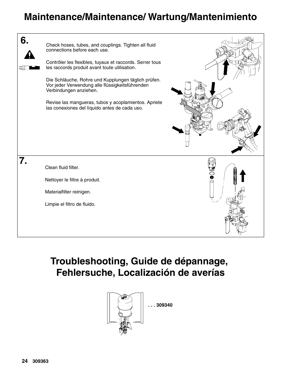Maintenance/maintenance/ wartung/mantenimiento | Graco Inc. Xtreme 309363E User Manual | Page 24 / 28