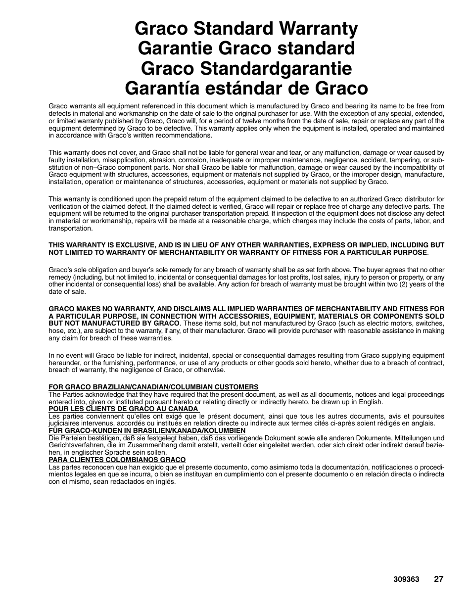 Graco Inc. Xtreme 309363E User Manual | Page 27 / 28