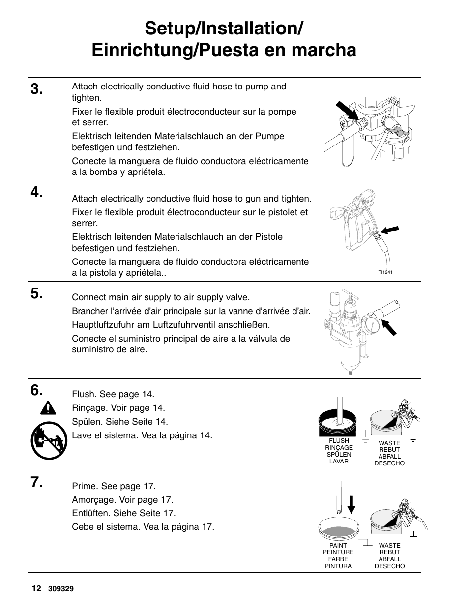 Setup/installation/ einrichtung/puesta en marcha | Graco Inc. Xtreme 309329 User Manual | Page 12 / 26