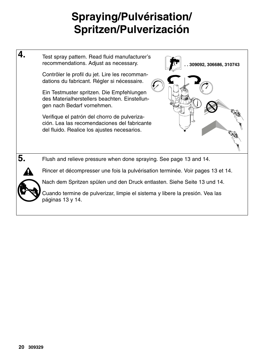 Spraying/pulvérisation/ spritzen/pulverización | Graco Inc. Xtreme 309329 User Manual | Page 20 / 26