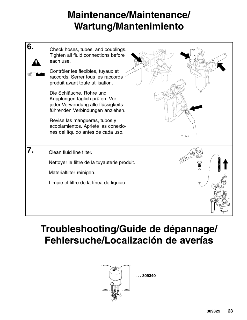 Maintenance/maintenance/ wartung/mantenimiento | Graco Inc. Xtreme 309329 User Manual | Page 23 / 26