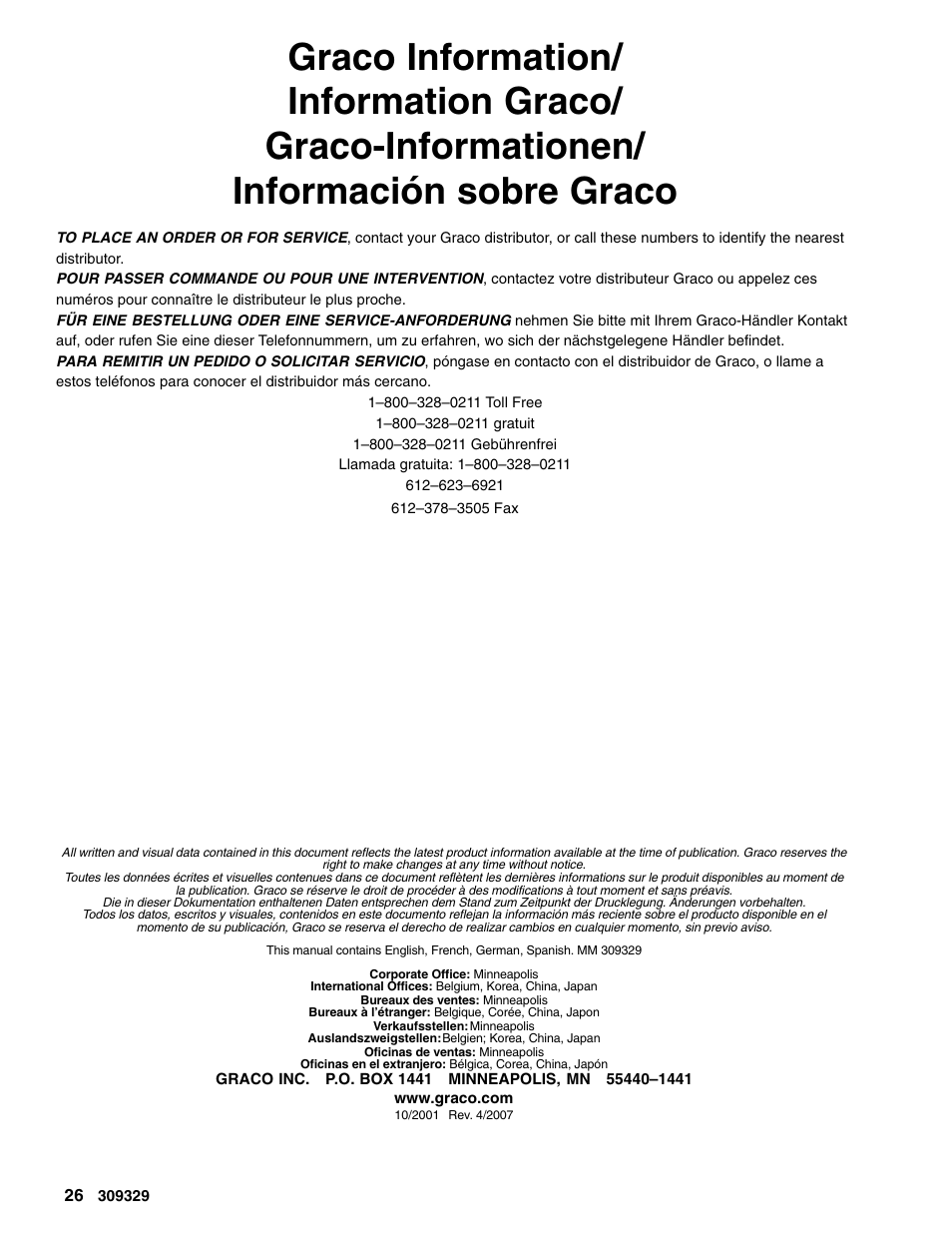 Graco Inc. Xtreme 309329 User Manual | Page 26 / 26