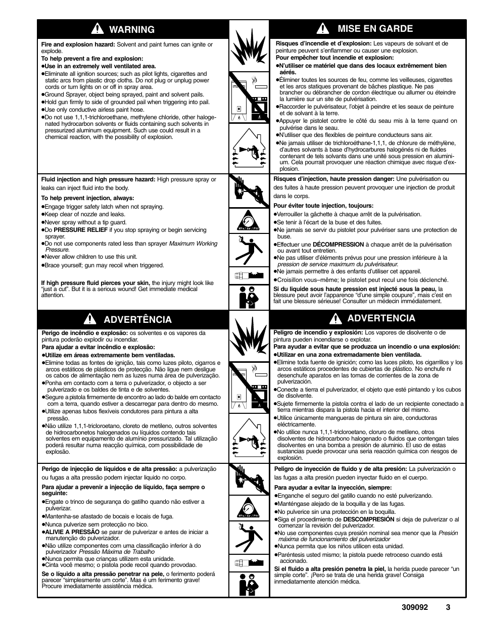 Warning mise en garde, Advertência advertencia | Graco Inc. 243283 User Manual | Page 3 / 12