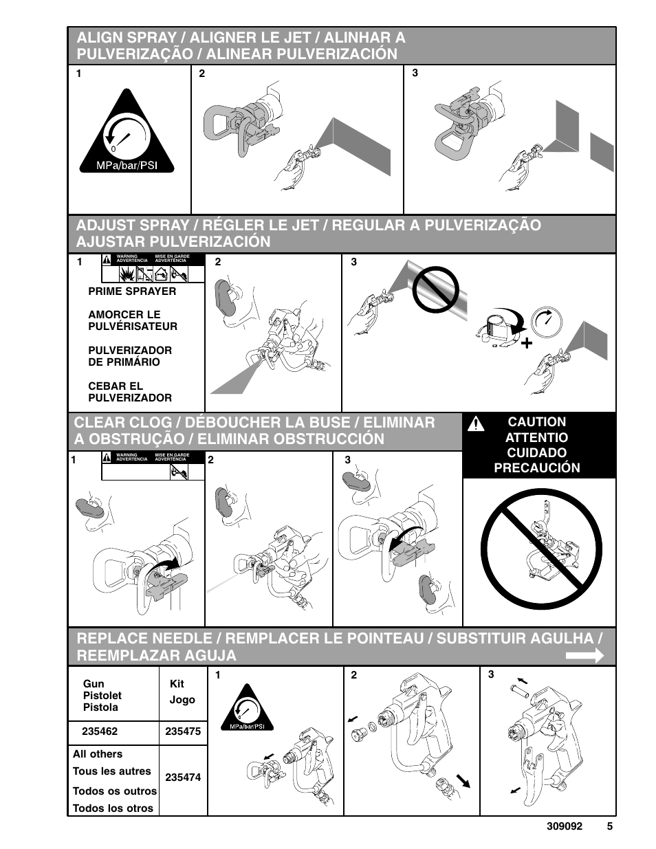 Caution attentio cuidado precaución | Graco Inc. 243283 User Manual | Page 5 / 12