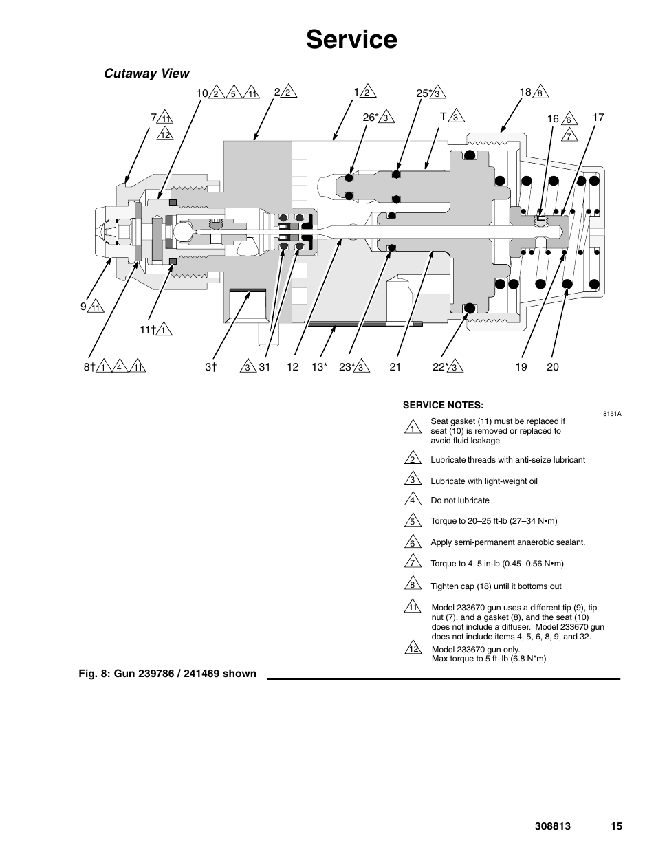 Service, Cutaway view | Graco Inc. 233670 User Manual | Page 15 / 32