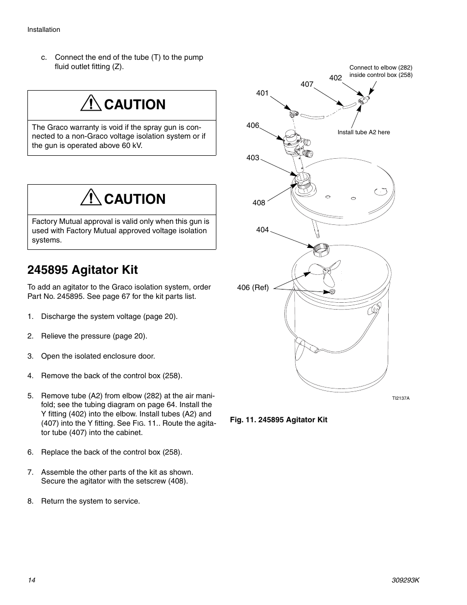 245895 agitator kit, Caution | Graco Inc. 244581 User Manual | Page 14 / 70