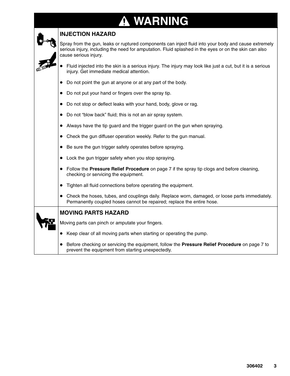 Warning | Graco Inc. 225886 User Manual | Page 3 / 12