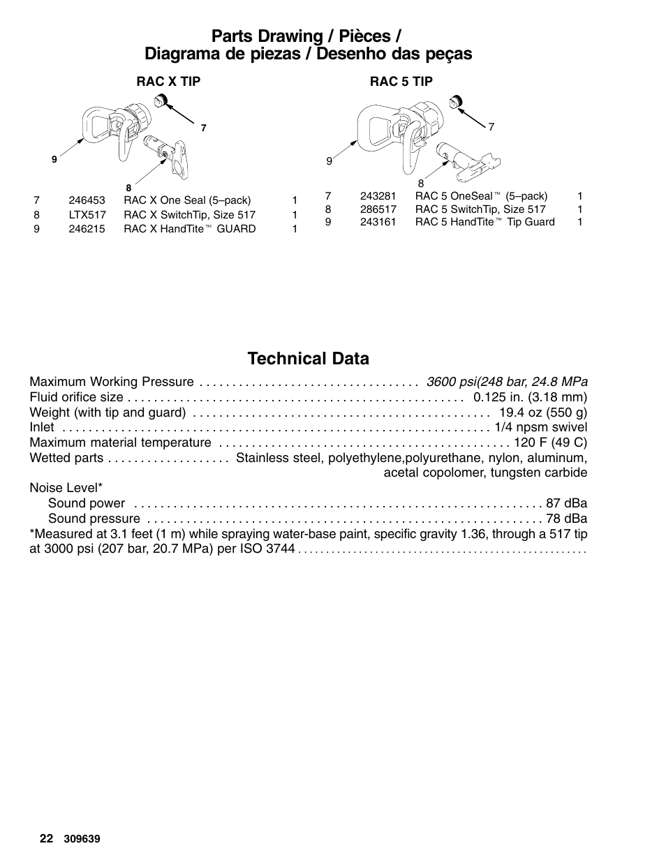 Technical data | Graco Inc. 246230 User Manual | Page 22 / 24