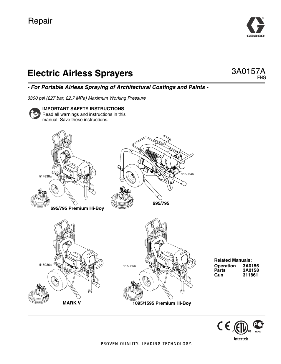 Graco Inc. 1595 Premium Hi-Boy User Manual | 44 pages