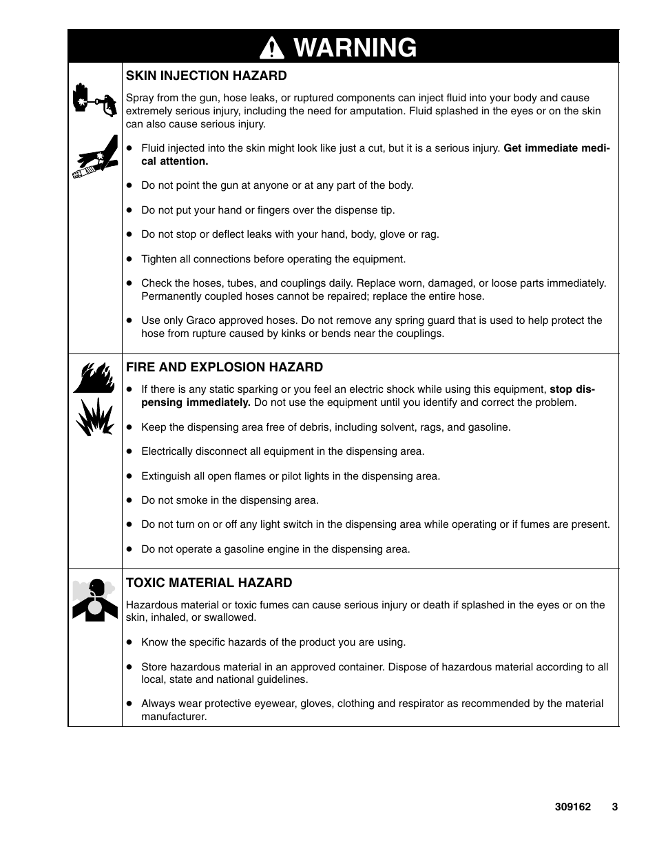 Warning | Graco Inc. Power Caulk C27098 User Manual | Page 3 / 6