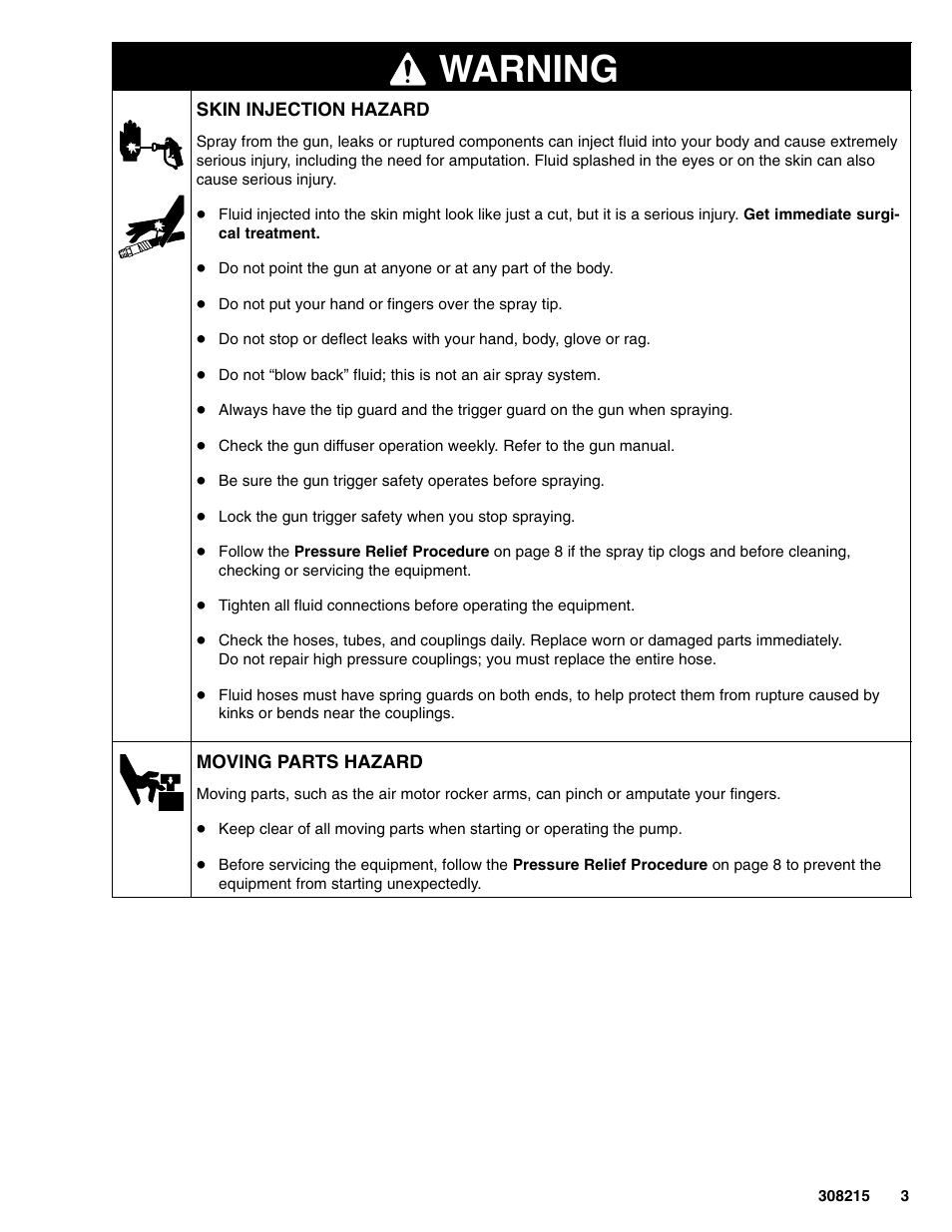 Warning | Graco Inc. 238144 User Manual | Page 3 / 16