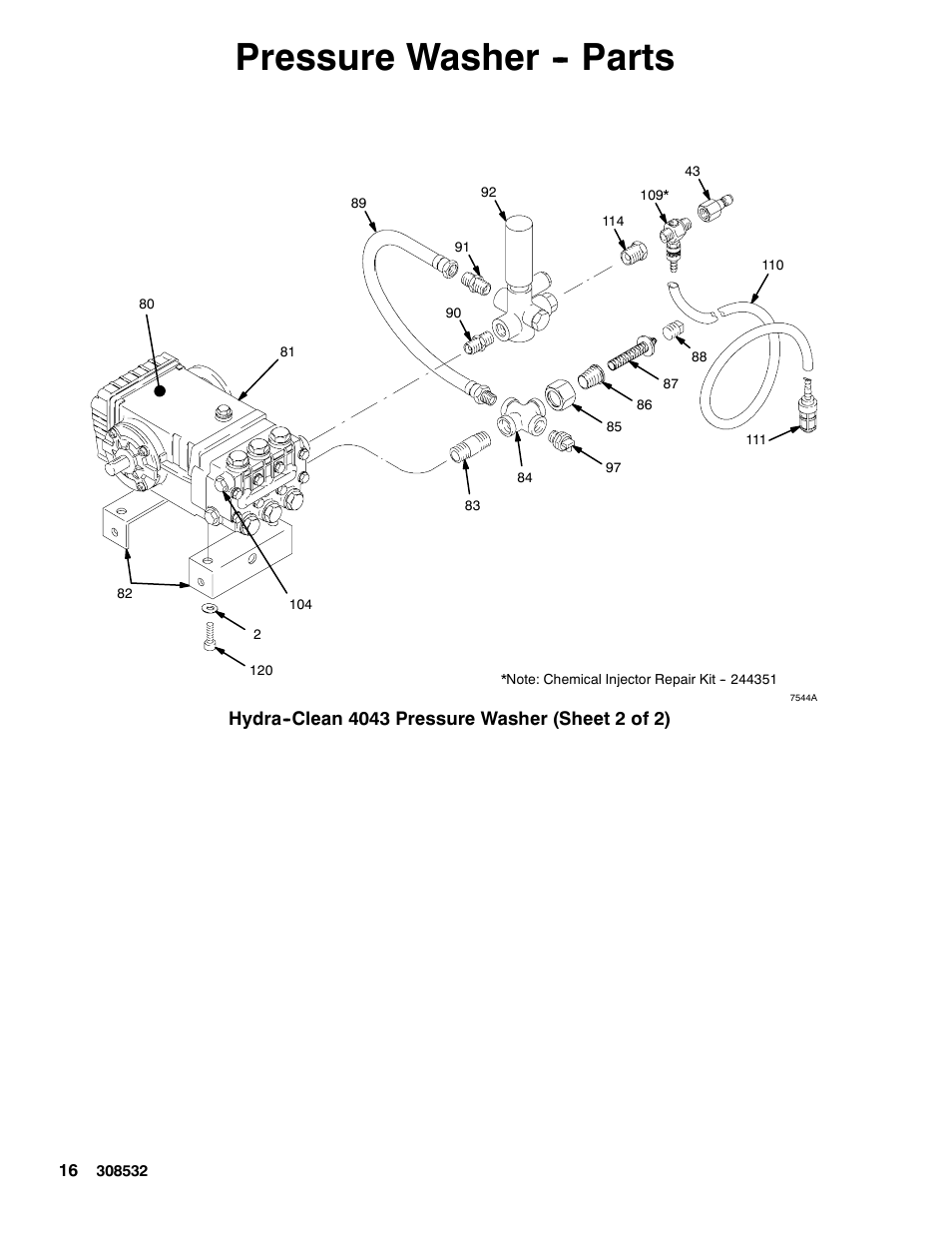 Pressure washer -- parts | Graco Inc. Hydra Clean 308532S User Manual | Page 16 / 22