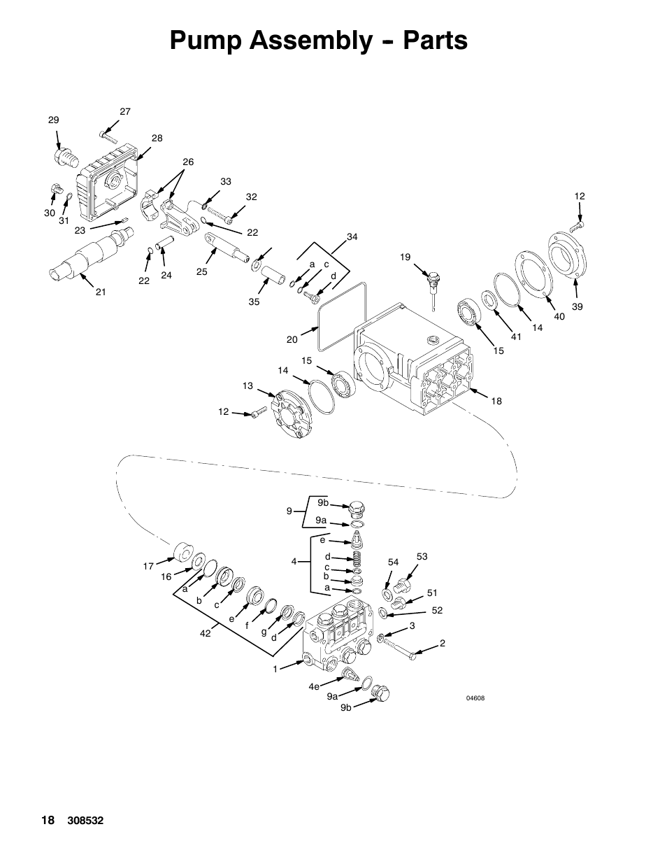 Pump assembly -- parts | Graco Inc. Hydra Clean 308532S User Manual | Page 18 / 22