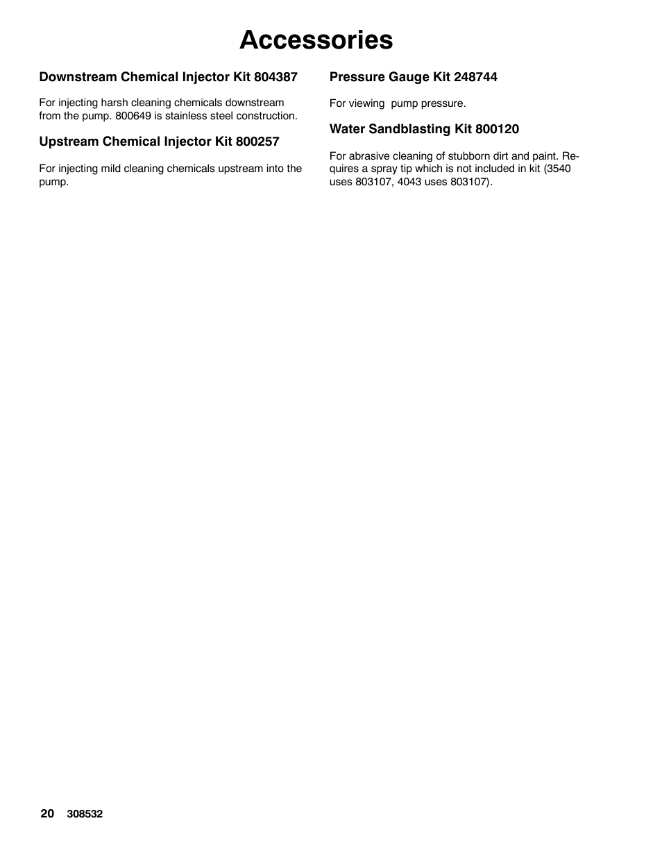 Accessories | Graco Inc. Hydra Clean 308532S User Manual | Page 20 / 22