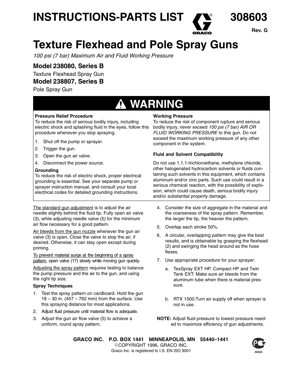 Graco Inc. 238080 User Manual | 2 pages