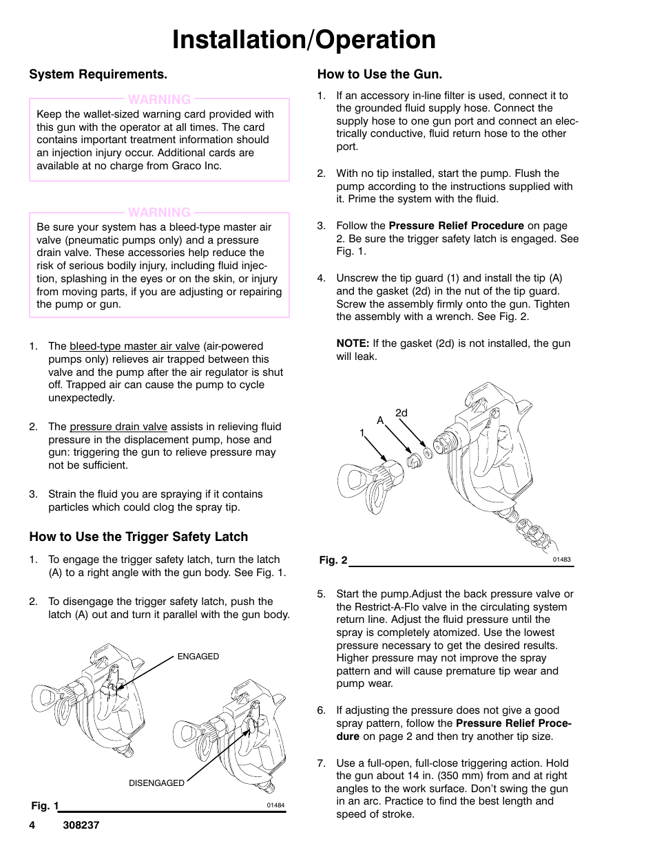 Installation/operation | Graco Inc. 235465 User Manual | Page 4 / 12