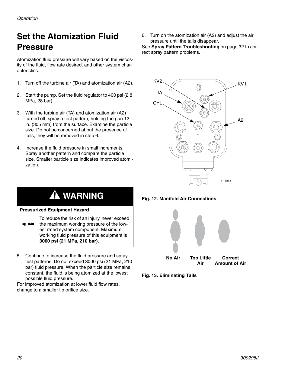 Set the atomization fluid pressure, Warning | Graco Inc. 244592 User Manual | Page 20 / 56