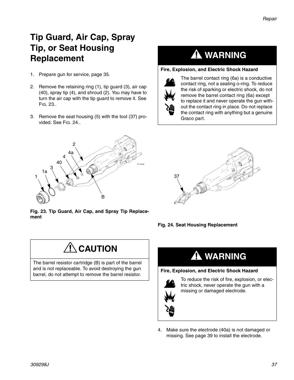 Ge 37, Caution, Warning | Graco Inc. 244592 User Manual | Page 37 / 56