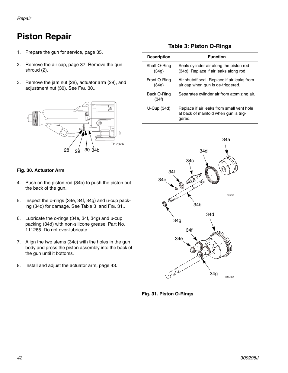 Piston repair | Graco Inc. 244592 User Manual | Page 42 / 56