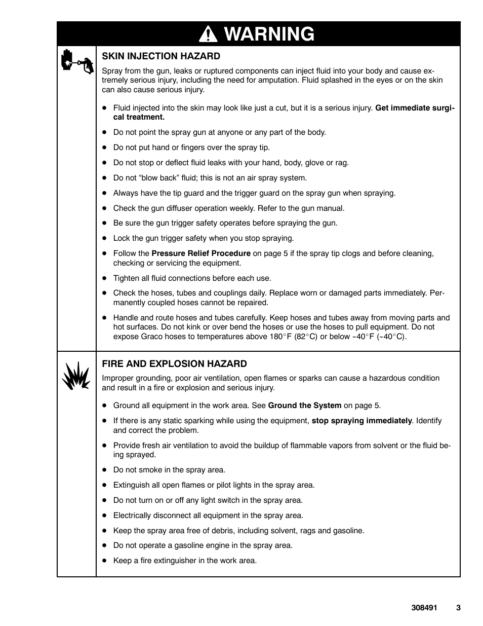 Warning | Graco Inc. 241705 User Manual | Page 3 / 16