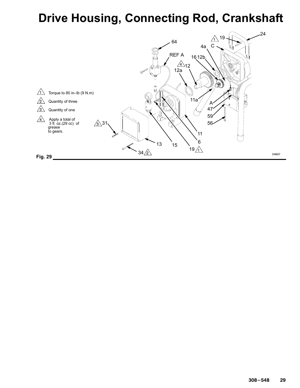 Drive housing, connecting rod, crankshaft | Graco Inc. 231-353 User Manual | Page 29 / 36