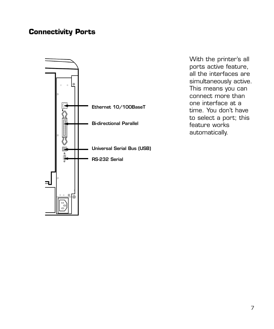 Connectivity ports | GCC Printers 21 Series User Manual | Page 10 / 95