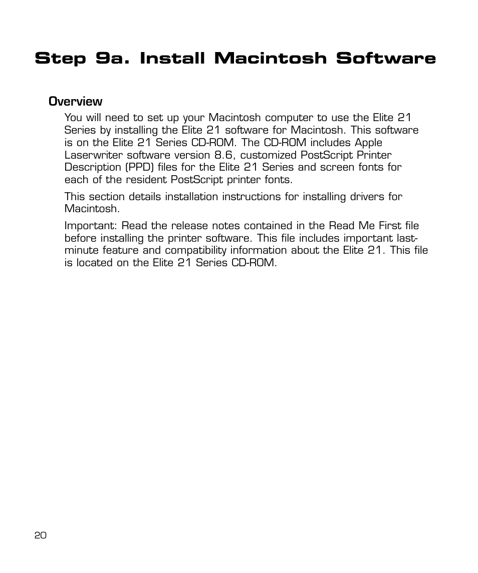 9a. install macintosh software, Step 9a. install macintosh software | GCC Printers 21 Series User Manual | Page 23 / 95