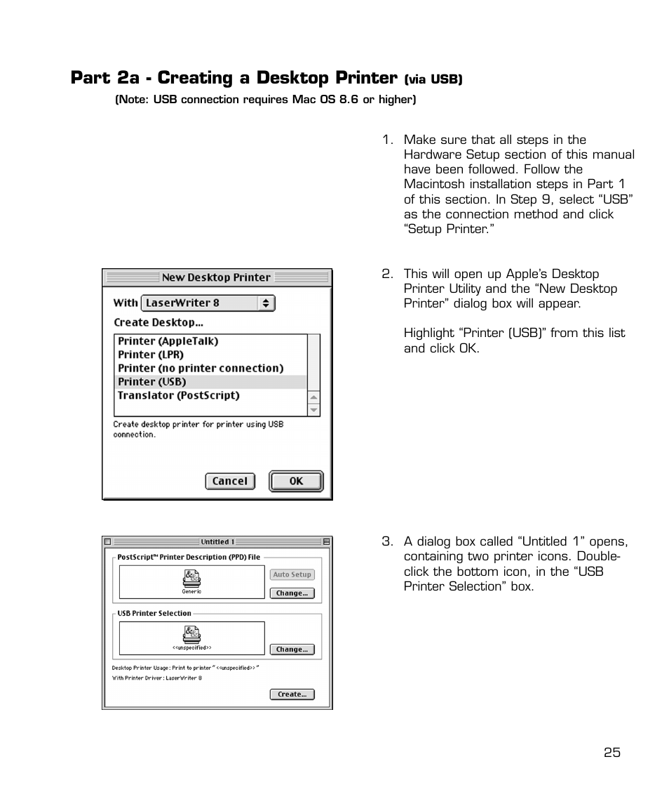 Create a desktop printer, 2a. via lpr, Part 2a - creating a desktop printer | GCC Printers 21 Series User Manual | Page 28 / 95