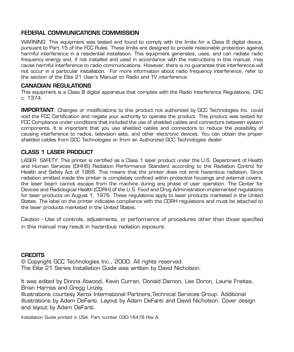 GCC Printers 21 Series User Manual | Page 3 / 95