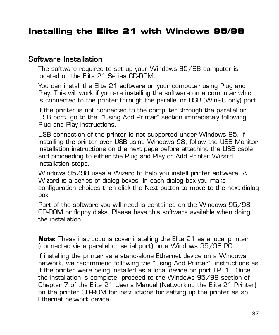 Windows 95/98 | GCC Printers 21 Series User Manual | Page 40 / 95