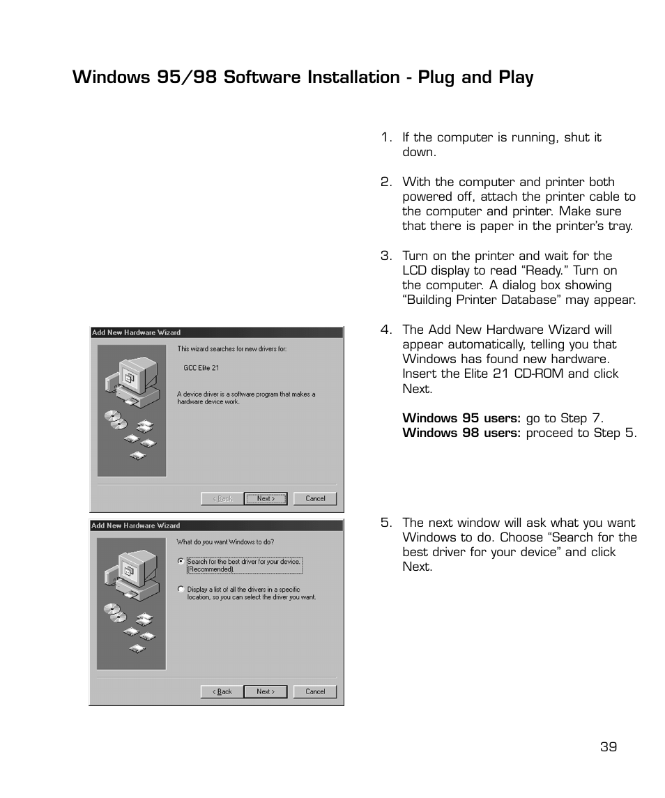 Via plug and play | GCC Printers 21 Series User Manual | Page 42 / 95