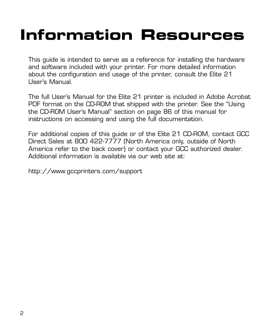 Information resources | GCC Printers 21 Series User Manual | Page 5 / 95