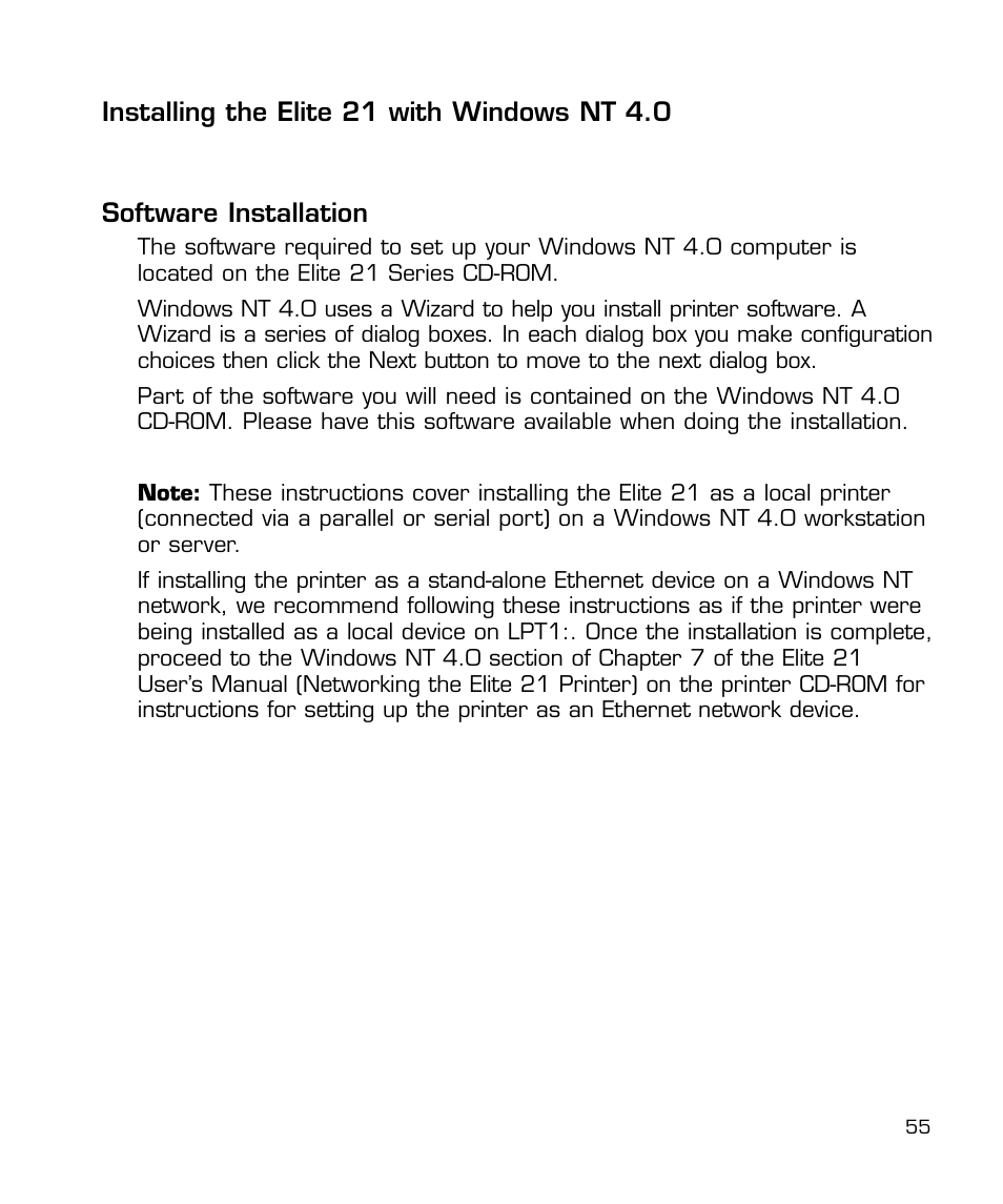 Windows nt 4.0 | GCC Printers 21 Series User Manual | Page 58 / 95