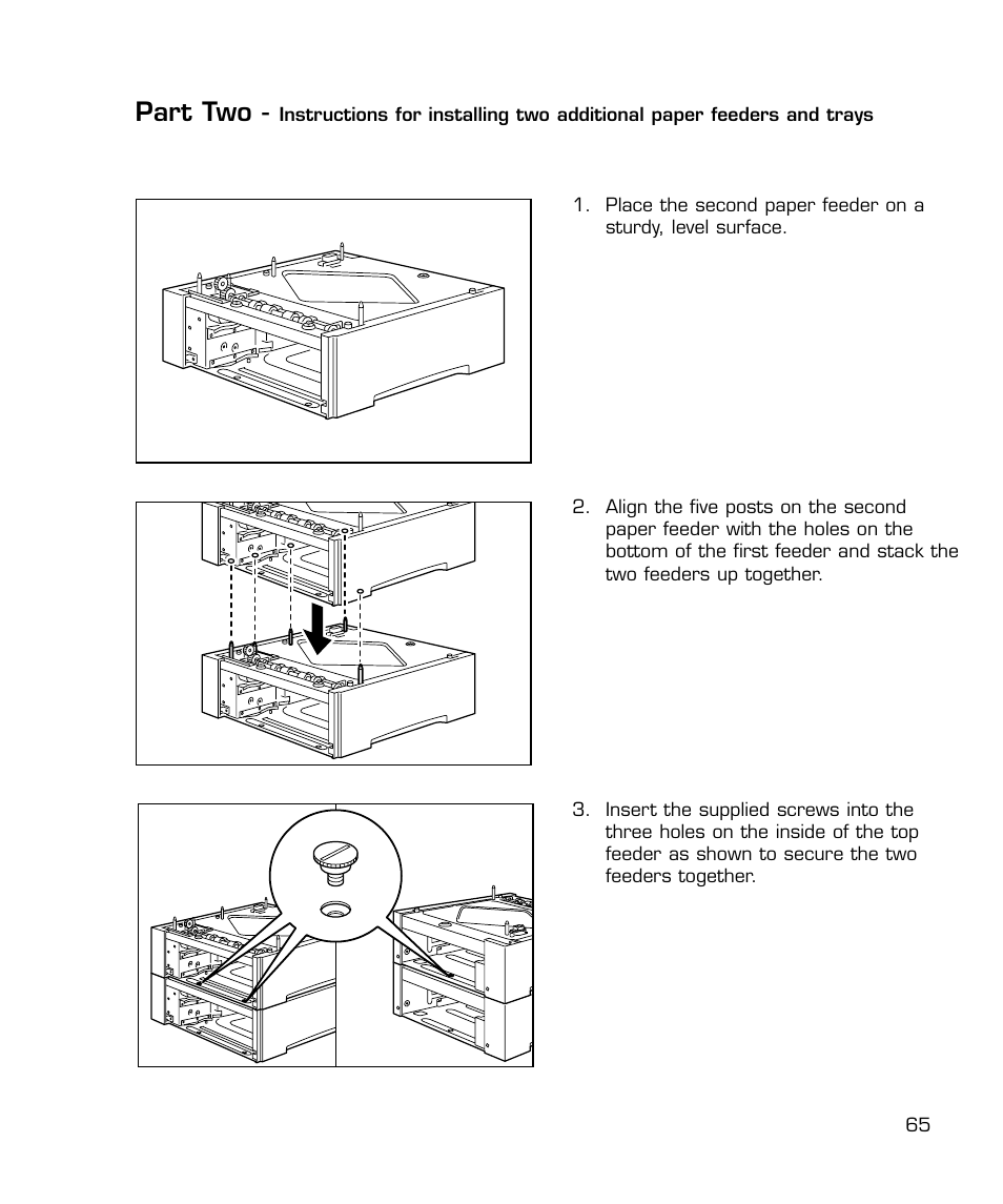 Installing two additional trays, Part two | GCC Printers 21 Series User Manual | Page 68 / 95