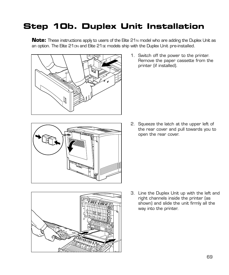 10b. duplex unit installation, Step 10b. duplex unit installation | GCC Printers 21 Series User Manual | Page 72 / 95