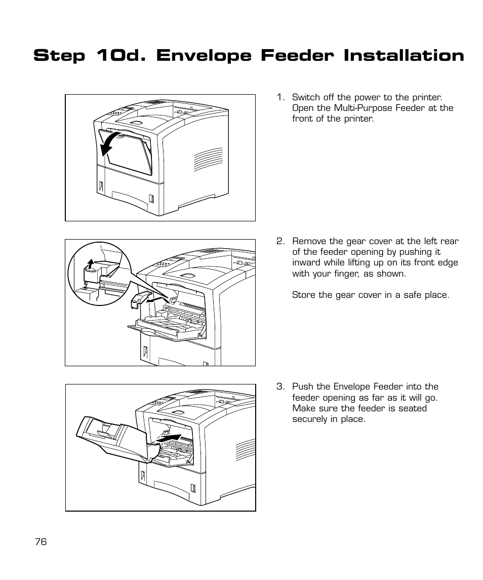 10d. envelope feeder installation, Step 10d. envelope feeder installation | GCC Printers 21 Series User Manual | Page 79 / 95