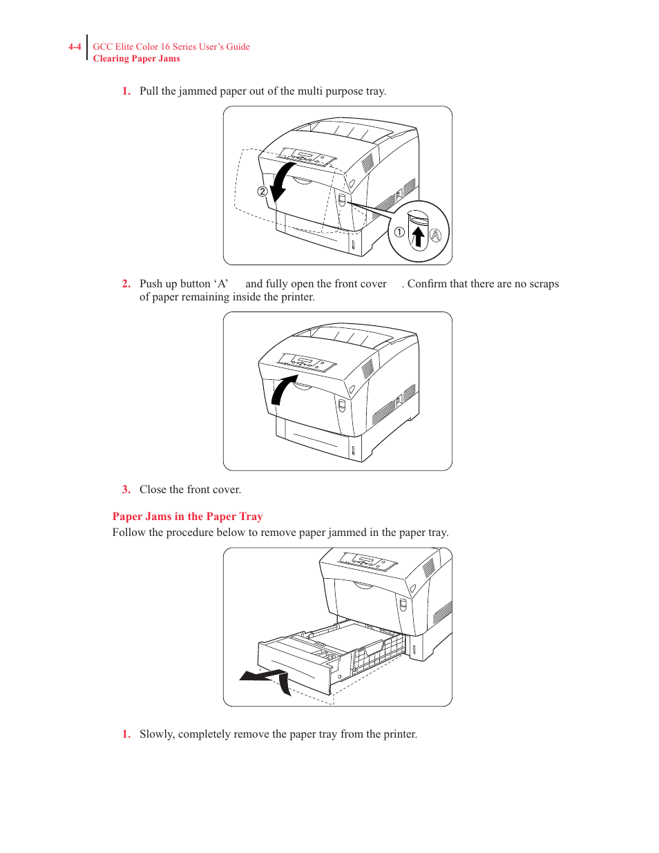 Paper jams in the paper tray | GCC Printers 16 User Manual | Page 102 / 196