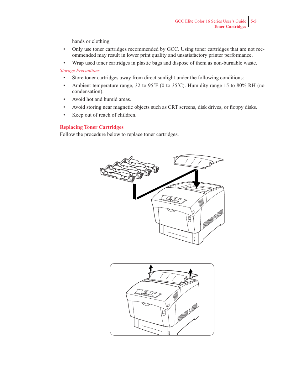 Replacing toner cartridges | GCC Printers 16 User Manual | Page 115 / 196