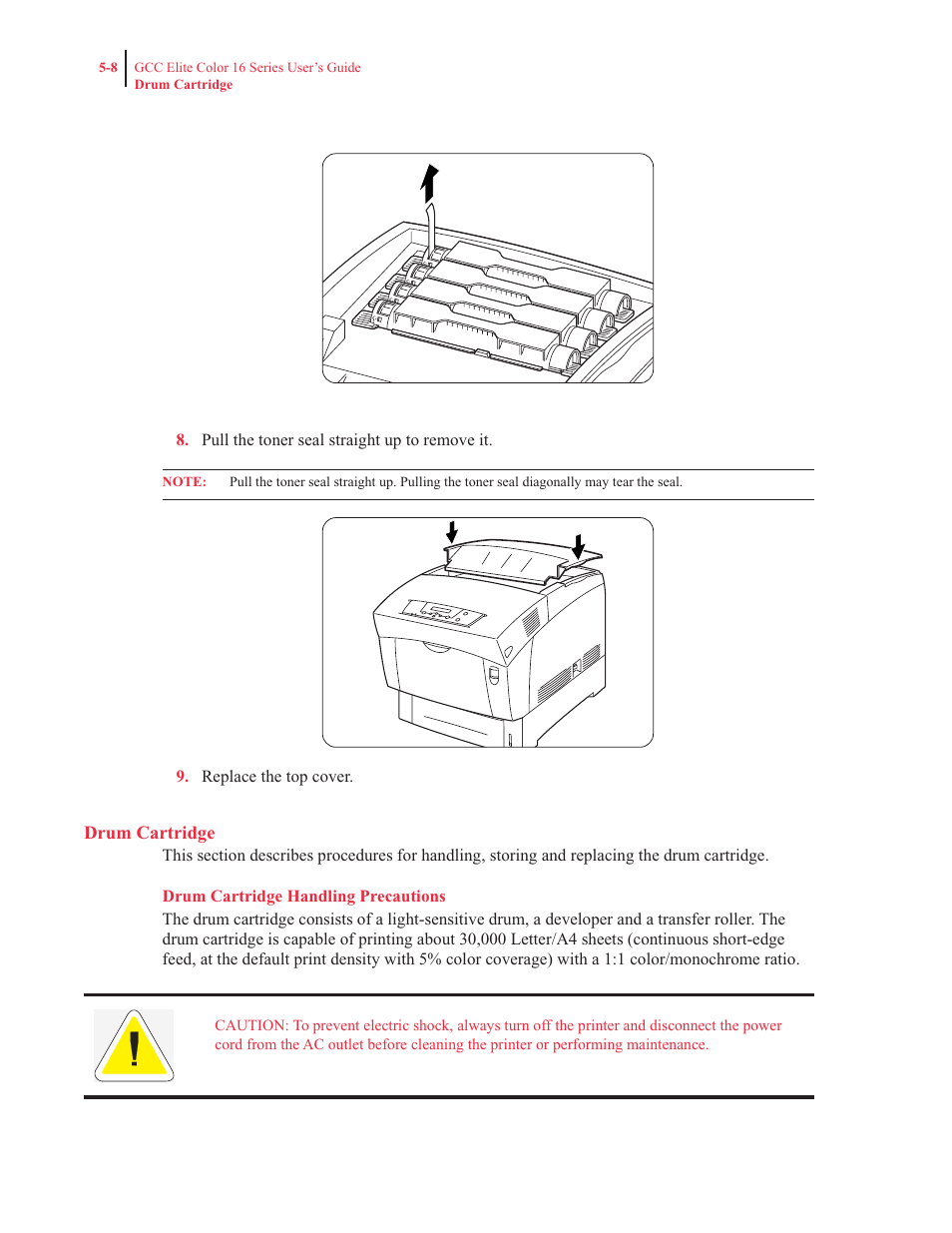 Drum cartridge, Drum cartridge handling precautions | GCC Printers 16 User Manual | Page 118 / 196