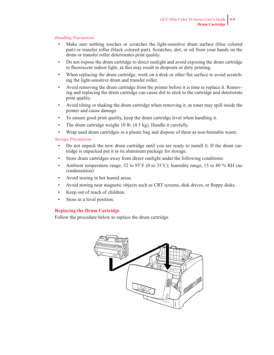 Replacing the drum cartridge | GCC Printers 16 User Manual | Page 119 / 196