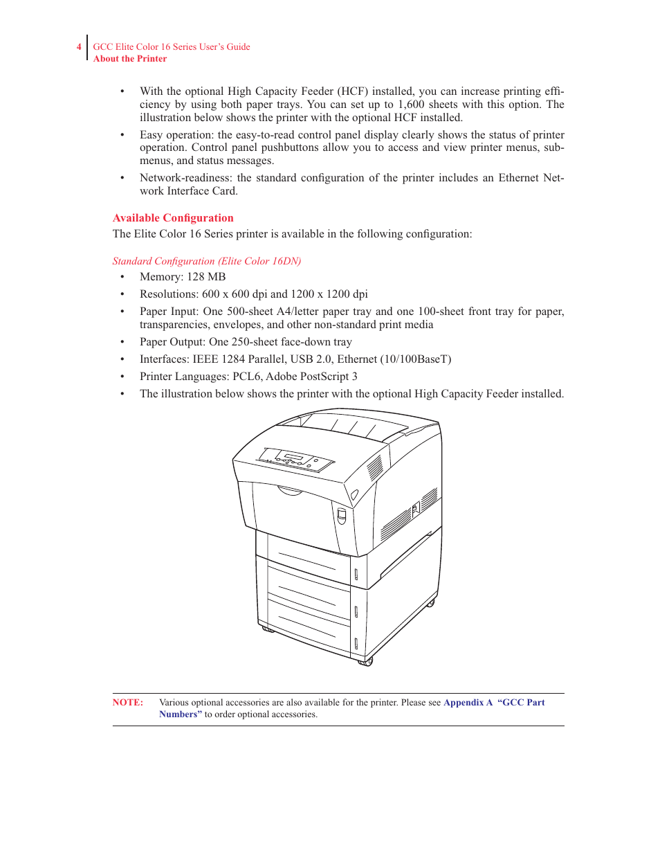 Available configuration | GCC Printers 16 User Manual | Page 12 / 196