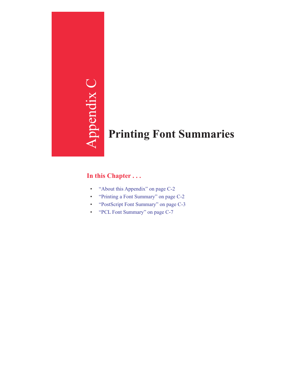 Appendix c - printing font summaries, Appendix c, Printing font summaries | GCC Printers 16 User Manual | Page 183 / 196