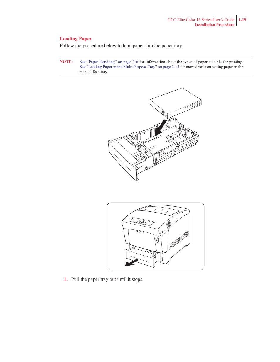 Loading paper | GCC Printers 16 User Manual | Page 39 / 196