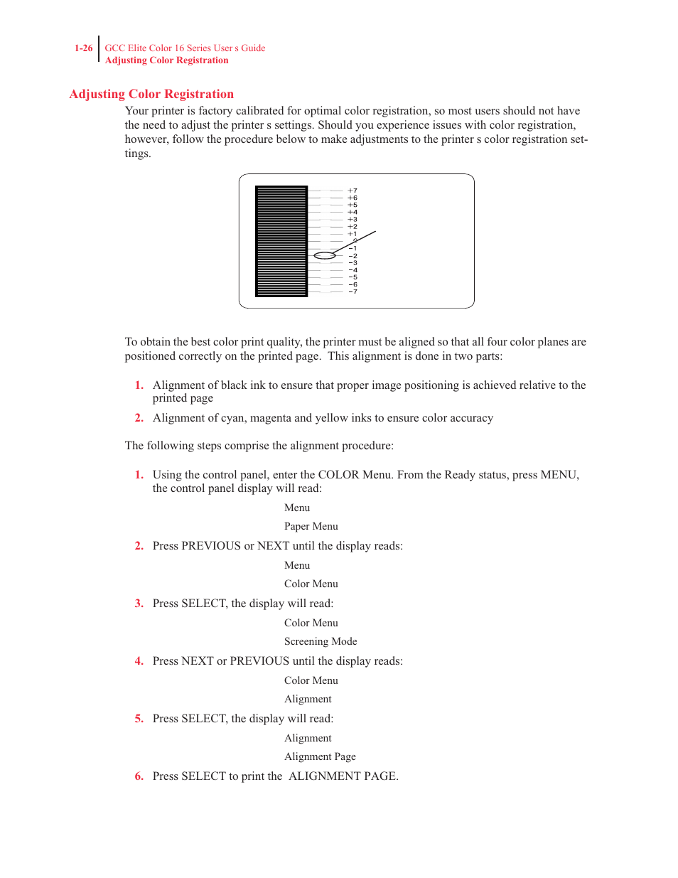 Adjusting color registration | GCC Printers 16 User Manual | Page 46 / 196