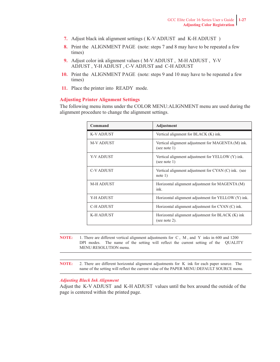 Adjusting printer alignment settings | GCC Printers 16 User Manual | Page 47 / 196