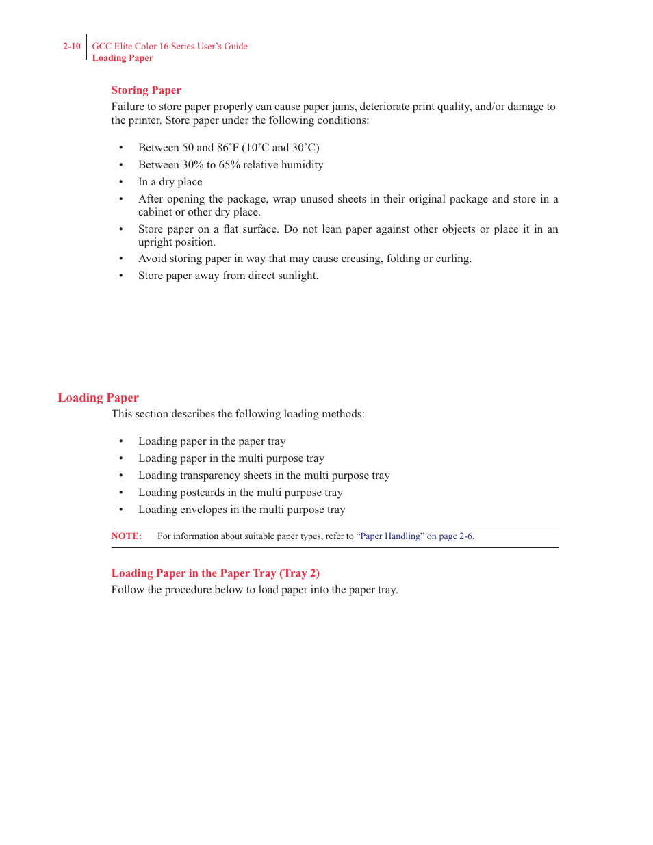 Storing paper | GCC Printers 16 User Manual | Page 63 / 196